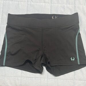 Hylete Black Athletic Shorts with Teal Details